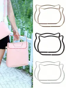 Cute Simple Cat Head Bag Handle Accessories, Reusable DIY Bag Replacement Handles, Flat Handbag Handles for Crochet Woven Crafts