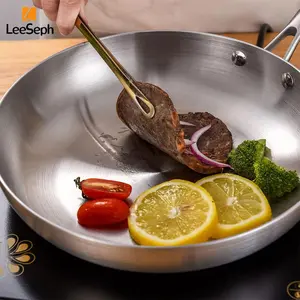 Stainless Steel Frying Pan, 1 Count Multipurpose Fry Pan with Stainless Steel Handles, Kitchen Cookware for Home Use, Kitchen Accessories