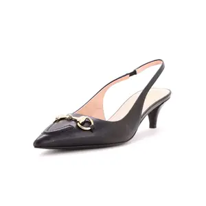 Pre-owned Gucci Women's Horsebit Pointed Toe Slingback Pumps Leather by Rebag