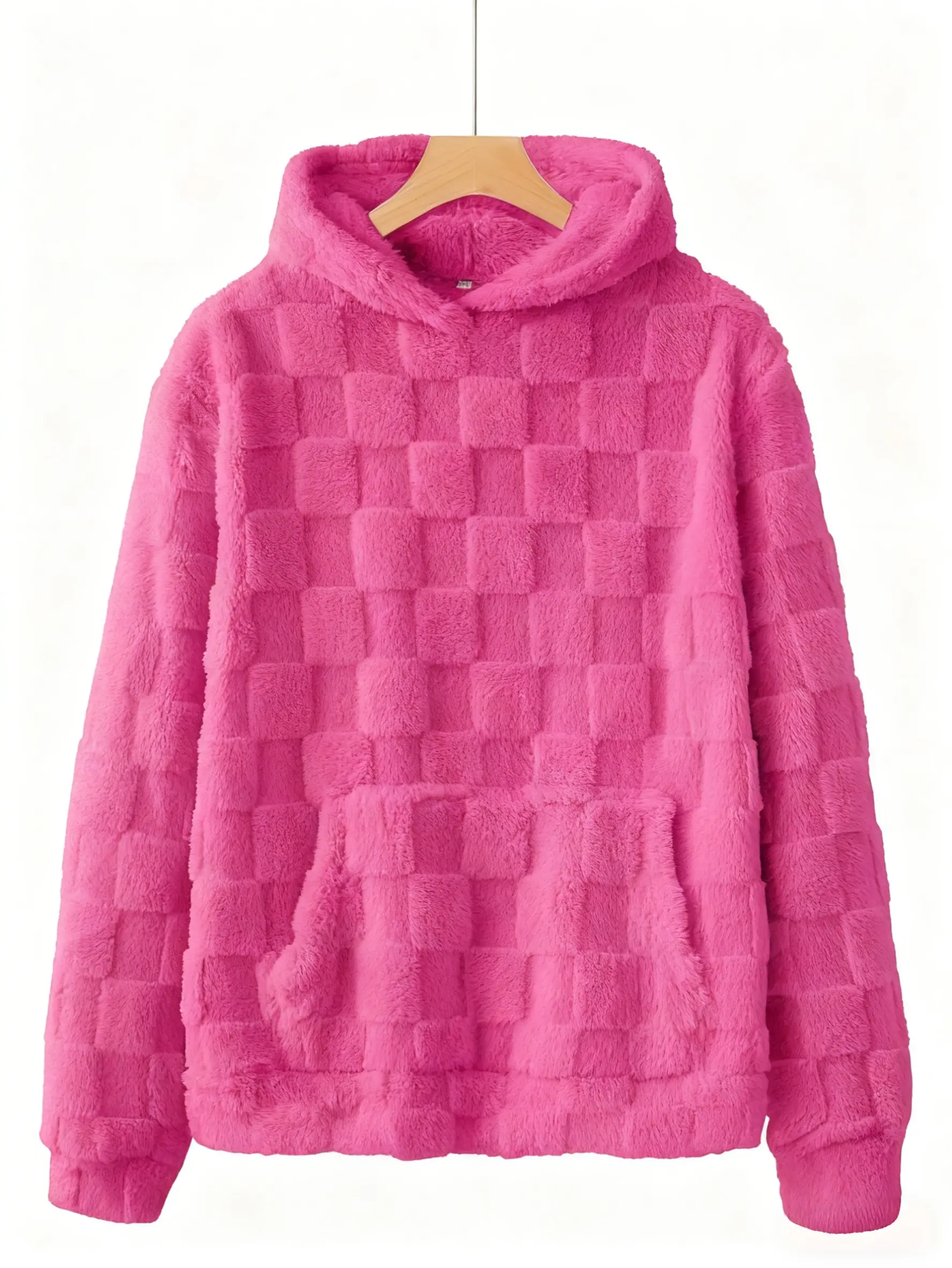 VVZ Women's Solid Color Fuzzy Flannel Hoodie with Kangaroo Pocket Long Sleeve Sweatshirt for Fall Winter Daily Wear Cozy Layering Option #TikTokShopHolidayHaul