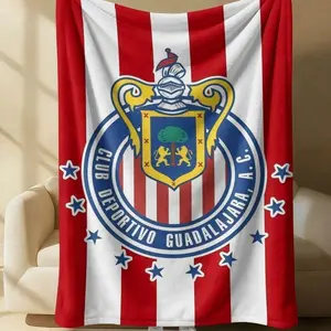 Club Deportivo Guadalajara Fleece Blanket, Official Chivas Team Design, Cozy Plush Throw for Bedroom Living Room, Perfect Gift for Soccer Fans