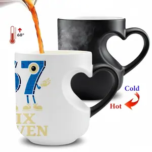 Number 67 Color Changing Mug - Heart-Shaped Ceramic Glossy Coffee Cup with Handle, BPA-Free, Temperature-Sensitive Color Shift, Cute Gift for Christmas, Valentine's, Birthdays, Father's Day, Mug, Drinkware, Holiday Present, Novelty, Reusable