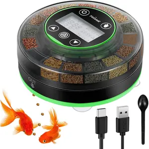 Automatic Fish Feeder For Aquarium - Moisture-Proof And Precision Feeding Betta Vacation Feeder, USB Rechargeable Auto Fish Food Dispenser With Timer,LCD Display