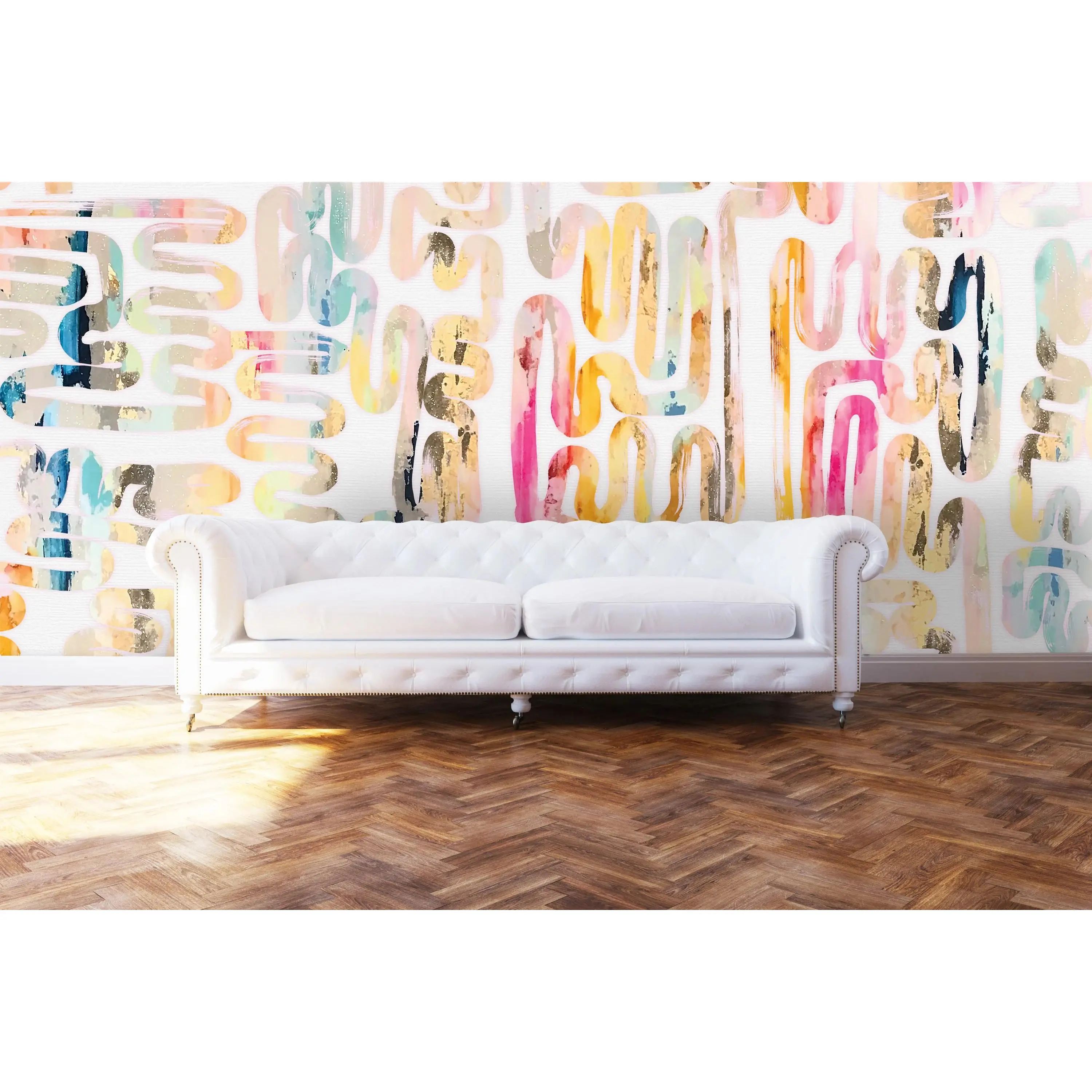 Clearance "Rainbow Brush Strokes" Wallpaper 9' tall x 13' wide Prepasted