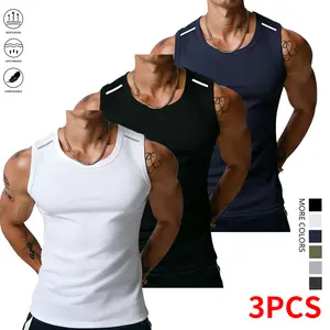 Men’s ultra-thin loose summer tank top with a crew neck and S design—breathable athletic tank suitable for outdoor running and activities.