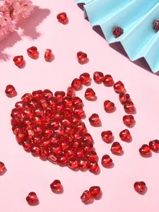 100 Heart Glass Beads, Romantic Heart Shaped Jewelry Supplies, DIY Bracelets Necklaces Earrings, Gift for All Occasions
