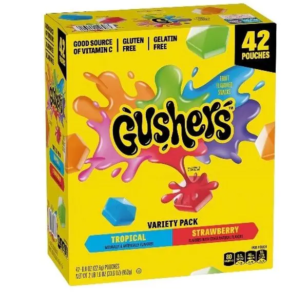Gushers Strawberry & Tropical Variety Pack Snacks, 0.8 oz., 42 pk. Gushers Strawberry & Tropical Variety Pack Snacks, 0.8 oz., 42 pk.