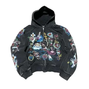 Sweatshirt RIGHTEOUS cartoon print hooded zipper sweater casual loose new goods wholesale