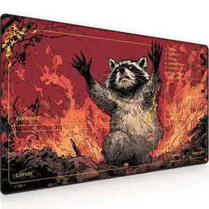 Flame Battle Card Game Mouse Play Mat, Gaming Mouse Pad, 12x24 Inch Non-Slip Design, Compatible with Tcg, Desolate and Burnt Scene, Perfect for Card Game Enthusiasts