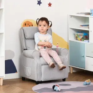 【US-based sellers】Kids Recliner Chair Children Sofa Angle Adjustable Single Lounger Armchair Gaming Chair with Footrest 2 Side Pockets for 3-5 Years