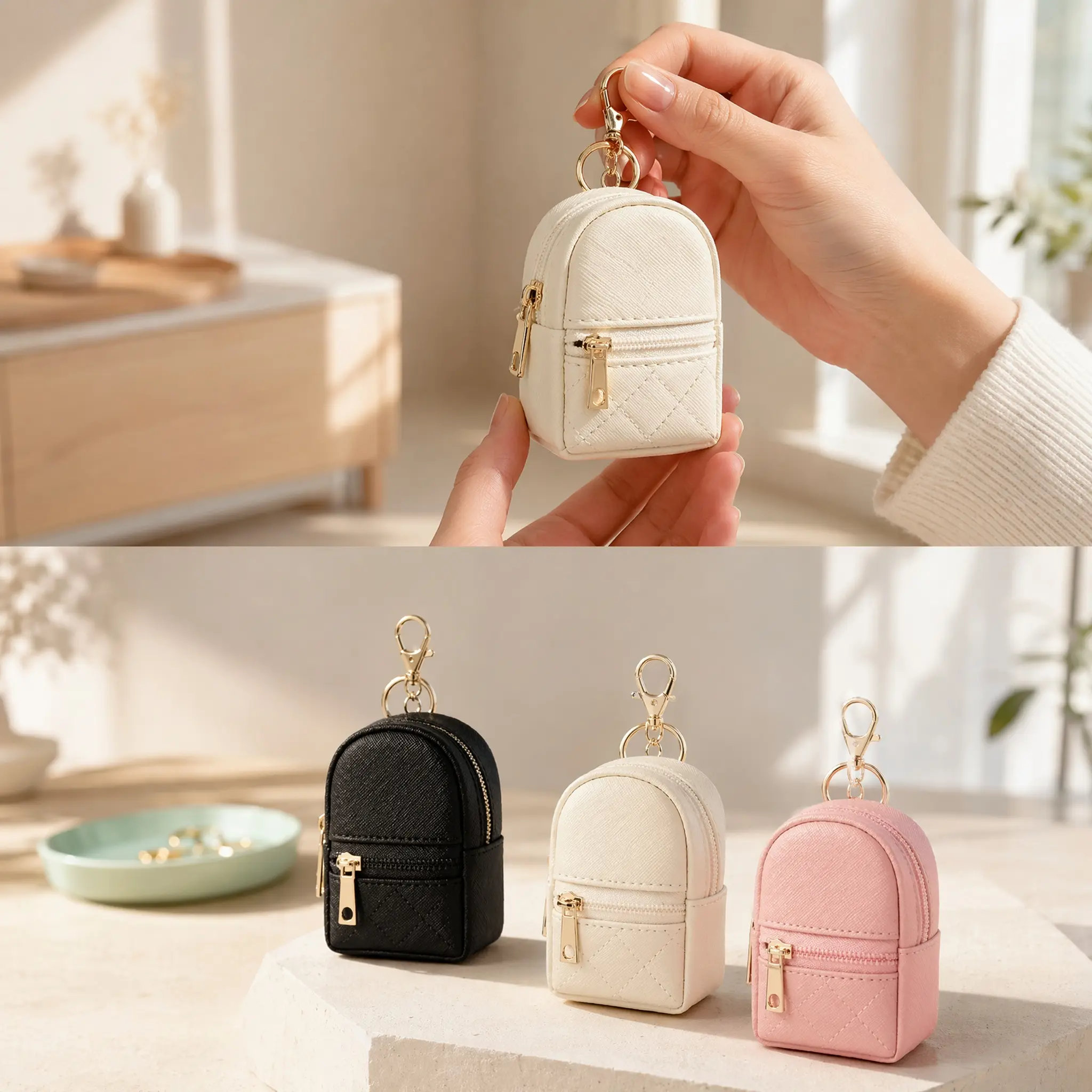 Mini PU Zero Wallet Storage Bag, Cute Small Backpack Key Holder, Data Cable Lipstick Organizer, Perfect Back-To-School Accessory - MM2