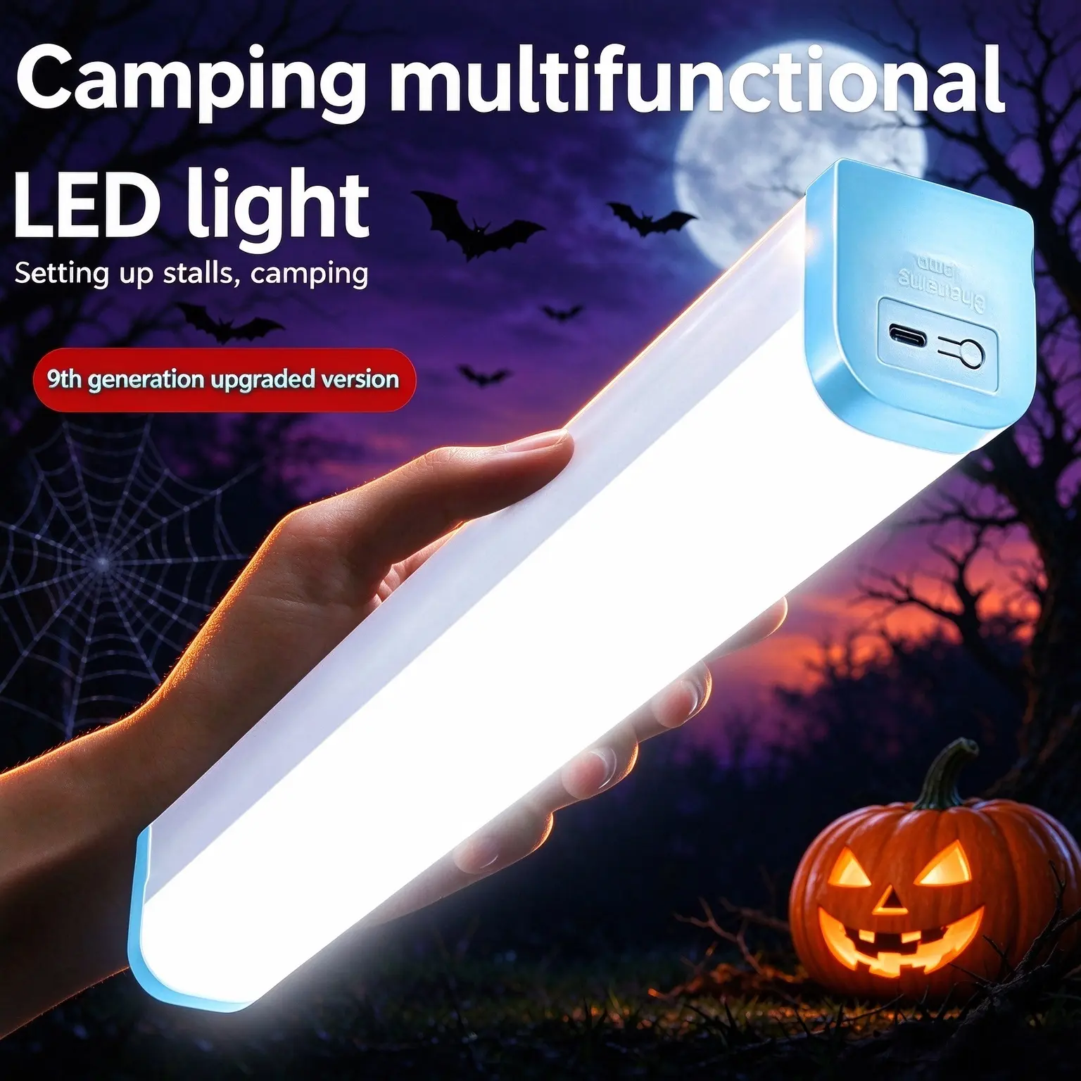EverydayLumen Compact USB Rechargeable Portable LED Lamp - Unisex Handheld Emergency Light with Handheld Grip, 4000mAh Battery, 4 Adjustable Light Bars, Magnetic Hooks, 3 Lighting Modes, 1 Alternating Lamp, Hiking Gear