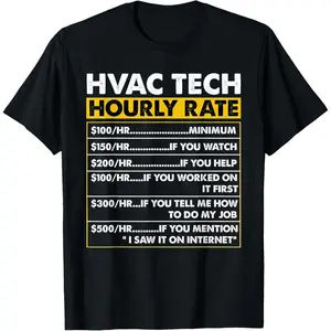 HVAC Tech Tools Funny Vintage HVAC Technician Hourly Rate T-Shirt