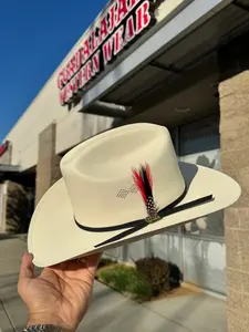 Guadalajara Hat 100x Black Ribbon/Red Feather