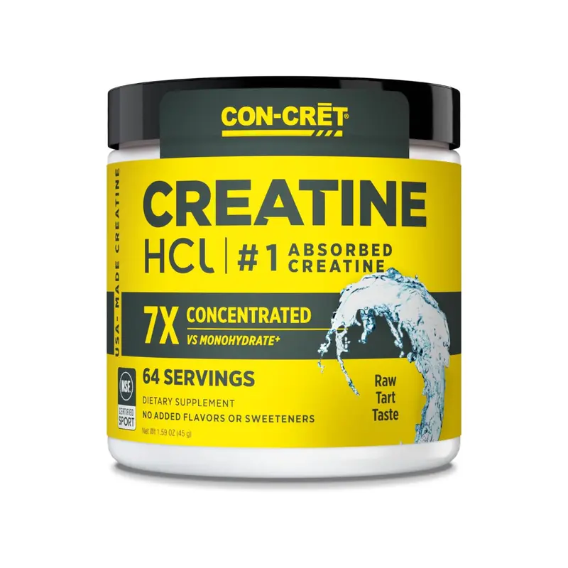 CON-CRĒT Creatine HCl Powder, Muscle and Cognitive Support, No Side Effects, USA Made & NSF Certified, Unflavored