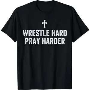 100 Percent Cotton Christian Wrestling Apparel Wrestle Hard T Shirt For Faithful Athletes