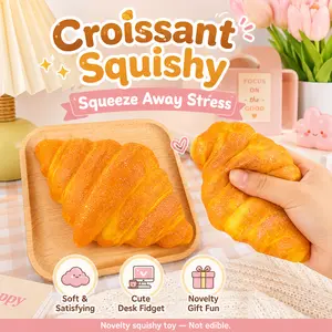 Realistic Croissant Squishy Toy for Party Supplies, Cute Bakery Bread Toy for Birthday Party Favors Goodie Bag Fillers, Novelty Sensory Desk Buddy Gag Gift for Kids Adults Party Activities Supplies Manual Jar and Lid Opener