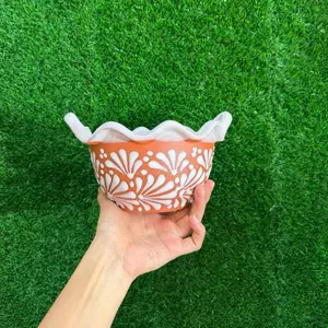 Relieve Cazuelita Salsera Grande Multiuso 1 Litro color Terracota Blanco Only Sets.