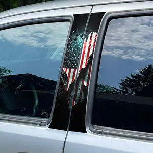 American Flag Pattern Car Door Pillar Sticker, Vinyl Self Adhesive Car Decal, Car Exterior Decoration Accessories for Car Door Pillar, Car Stickers