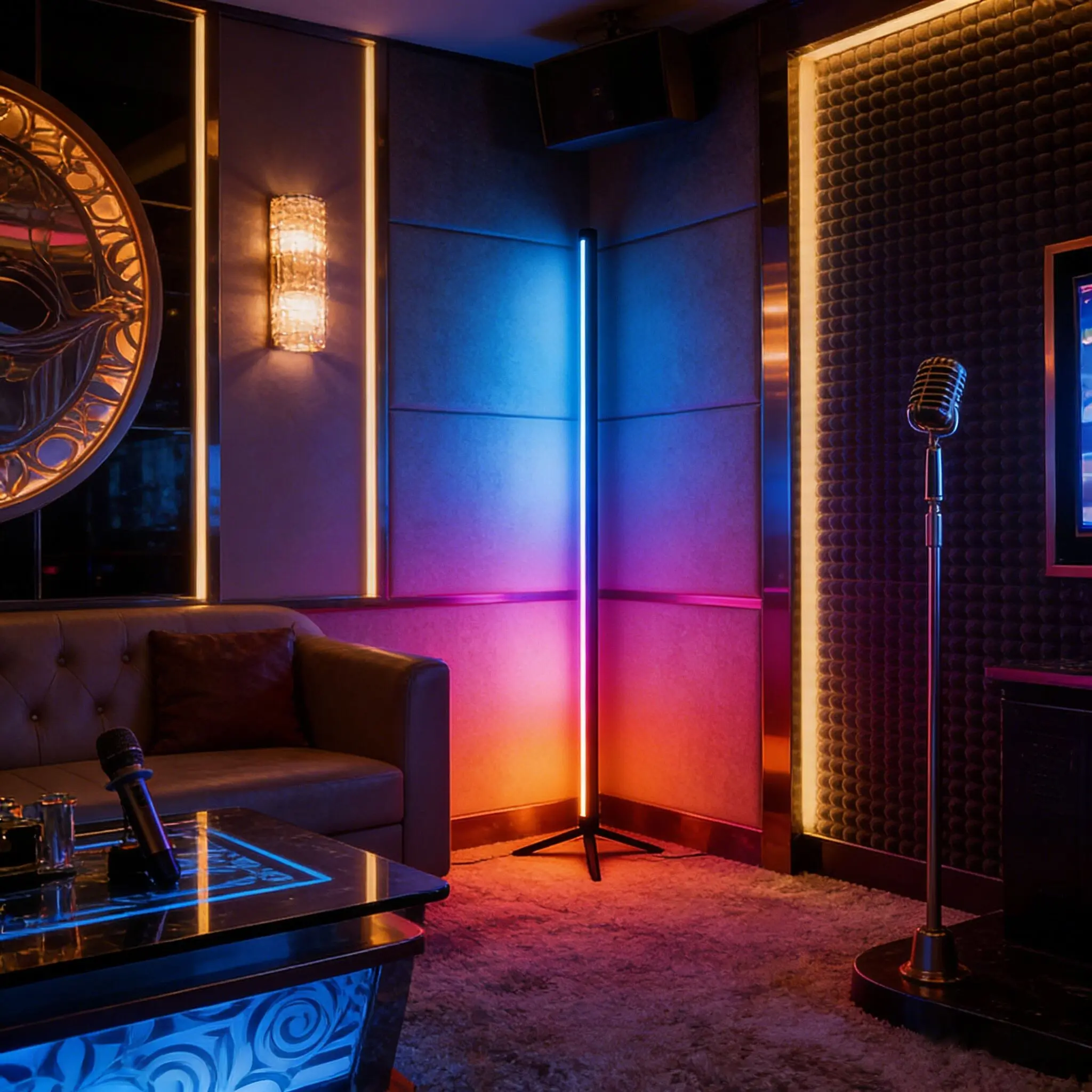39.37-Inch Smart RGB LED Corner Lamp, Led Standing Lamps, Decorative Led Light, Floor Lamp with Music Sync for the Living Room, Button Control & USB Powered, Atmosphere Lighting for Living Rooms, Bedrooms