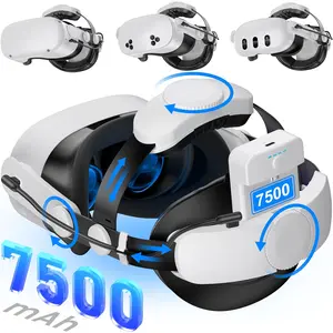for  Quest 3S/3/2  Strap with 7500mAh Hot-Swap Bateries for 3-4H Playtime,Double Knobs Adjustable VR Headset Strap with Large Support Pad  Support&Comfort for -MQ2004