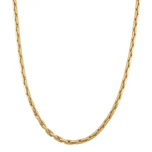 Shop LC Hammer Circular Link Necklace in ION Plated Yellow Gold Stainless Steel 20-22 Inches