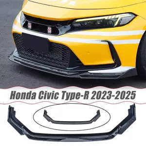 MUTUSAISI Front Lip Splitter Spoiler For Honda Civic Type R Type-R 2023 2024 2025 3pcs Accessories Air Chin Body Kit