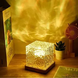 16-color changing aurora projector night light, USB-powered water wave LED ambient light strip, with remote control, suitable for creative home decoration in family bedrooms and living rooms, as well as gifts for Valentine's Day and teenagers