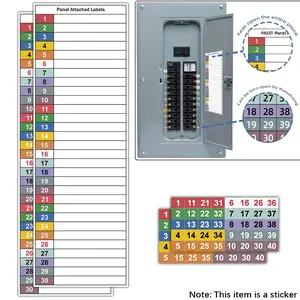 1/2 Set Circuit Breaker Label Kit with Marked Panels, Reusable Electrical Panel Stickers, Handwritten Number Directory, Distribution Center Labels