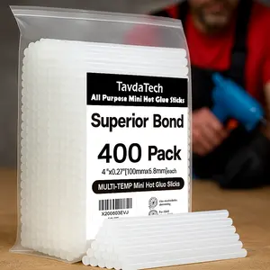 400pcs Mini Hot Glue Sticks 4"x0.27" Transparent Adhesive for Craft Glue Guns DIY Handmade Small Repairs Superior Bond Multi-Temp