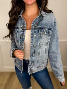 Judy Blue Jaimee Rigid Magic Cotton Blend Long Sleeve Medium Wash Denim Jacket