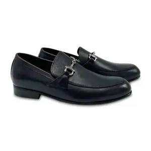 Atlanta Mocassin Black Smooth Chain Loafer