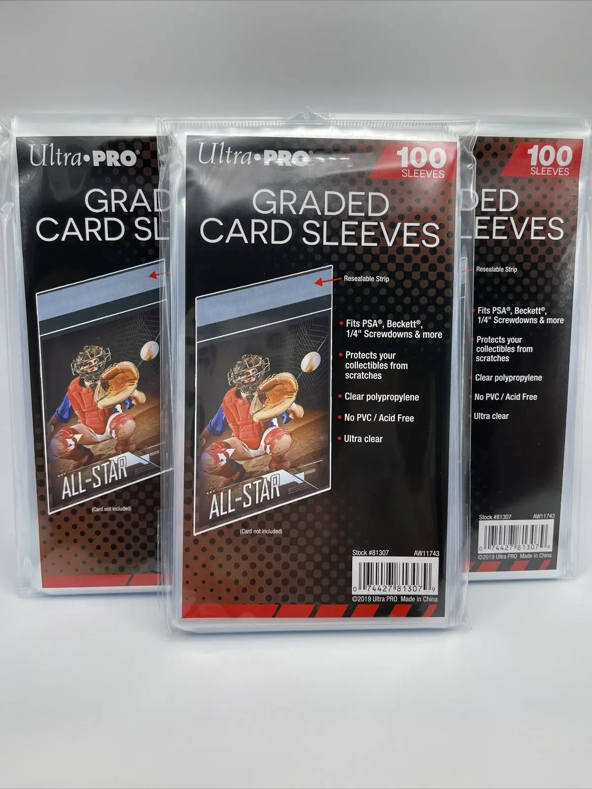 Ultra Pro GRADED Card Sleeves 3 Packs of 100, 300 Total