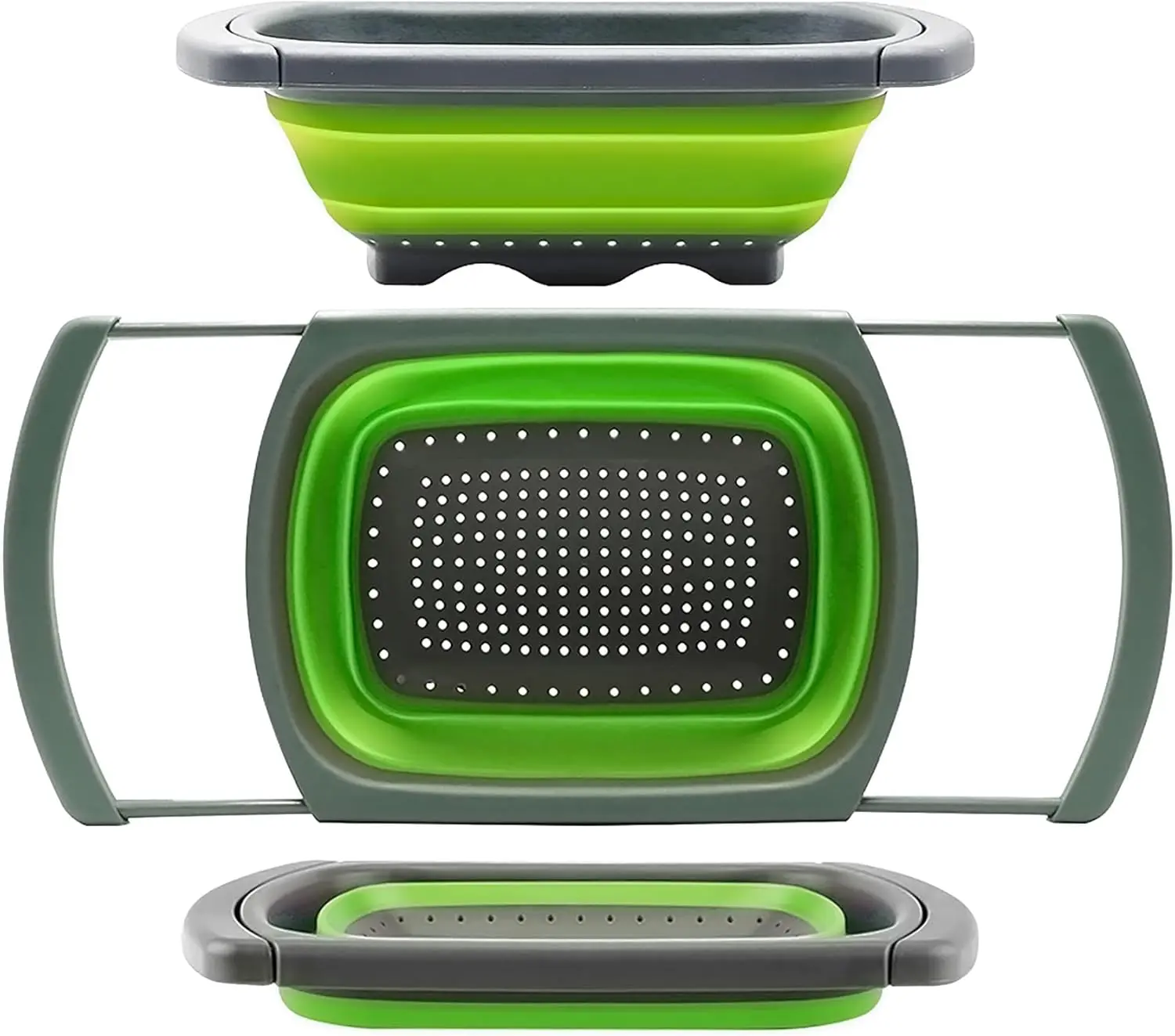 Colander collapsible, Colander Strainer Over The Sink Vegetable Fruit Strainer Basket (6 Quart) with Extendable Handles, New Kitchen Essentials