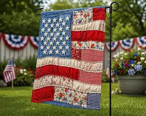 4th of July Flag, Retro American Flag ,Faux Patchwork USA Flag, Patriotic Flag, Fourth of July Flag, USA Flag, Print Only
