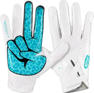 Grip Boost Peace Stealth 6 Boost Plus Youth Football Gloves - White/Aqua