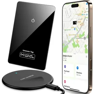 Wallet tracker card for apple find myios only thin wallet finder with wireless charger item locator for wallet luggage tags id card and more ip68 waterproof