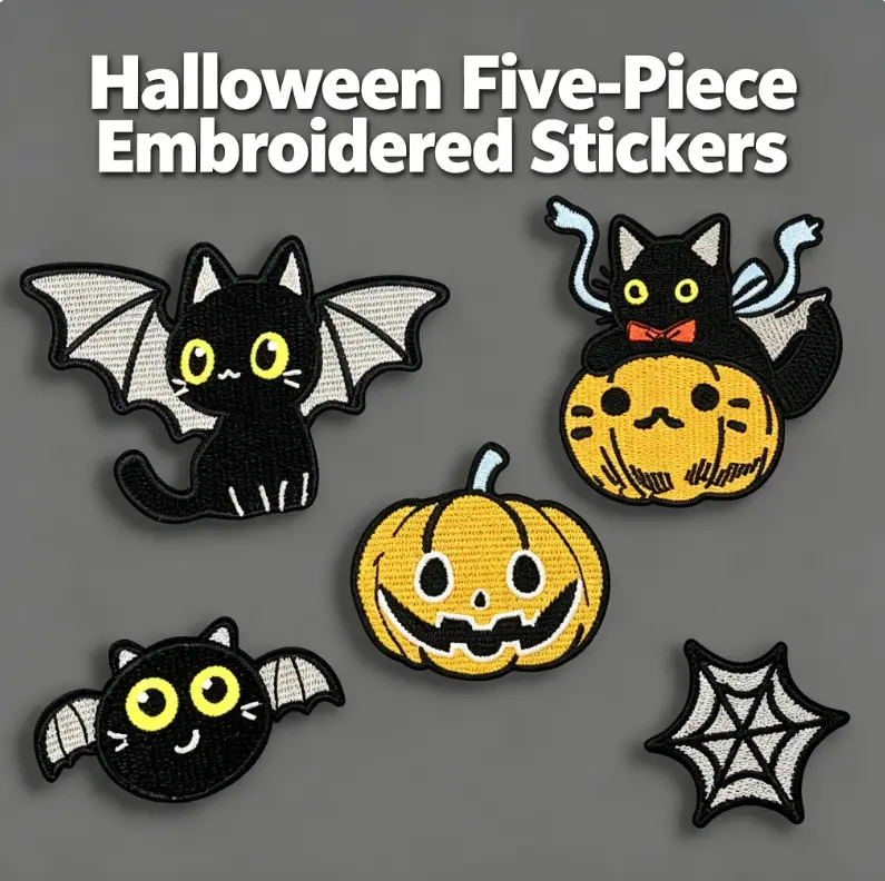 Halloween Iron On Patches, Gothic Black Cat Bat Embroidery Applique, Spider Web Pumpkin Ghost Sew On Patch for Clothes, Bags, Phone Case, Journal, DIY Clothing Hole Repair Decor