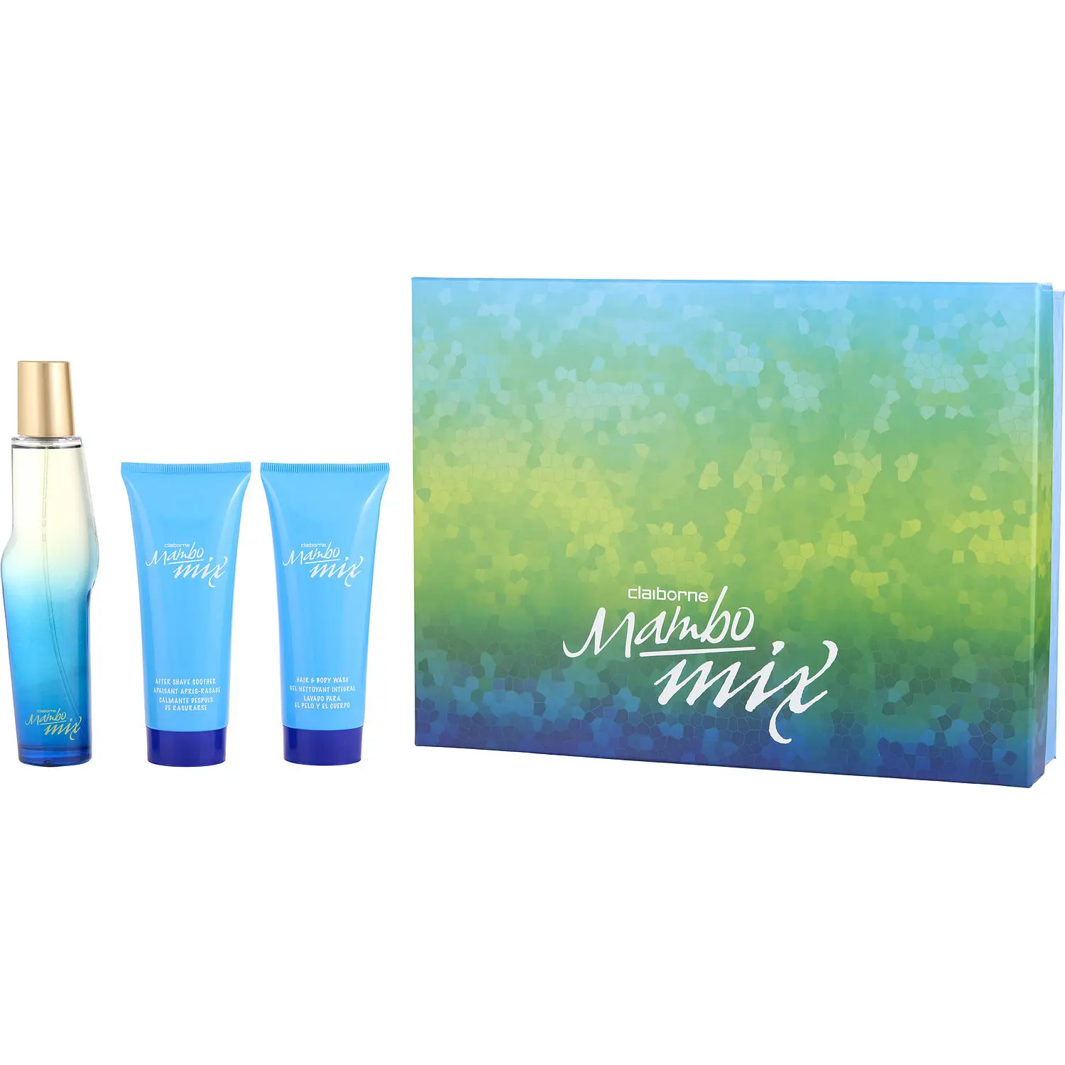 Mambo Mix Set-Cologne Spray 3.4 Oz & Hair And Body Wash 3.4 Oz & Aftershave Soother 3.4 Oz For Men