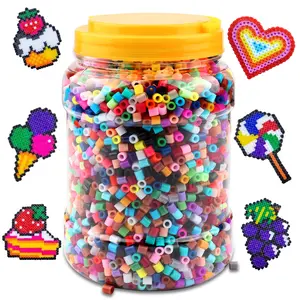 5mm Bead Kit with Template and Tweezers, Handmade Creative DIY Puzzle Board, Merged Melting Beads, Craft Supplies, Beading Making