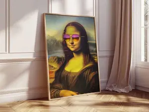Mona Lisa with Sunglasses Poster – Fun Pop Art, Mona Lisa Poster, Retro Artwork, Modern Art, Cool Mona Lisa Poster