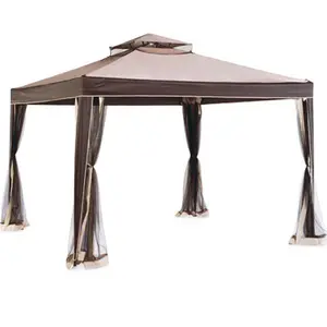 212 MAIN L-GZ098PST-1B 10x10 ft Steel Frame Double Roof Weist Gazebo, Outdoor Patio Furniture Shelter, Sun Protection, Weatherproof, Easy Setup