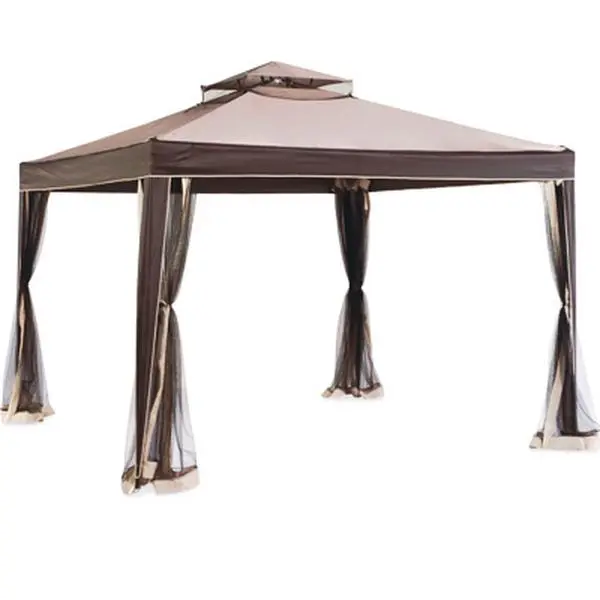 212 MAIN L-GZ098PST-1B 10x10 ft Steel Frame Double Roof Weist Gazebo, Outdoor Patio Furniture Shelter, Sun Protection, Weatherproof, Easy Setup