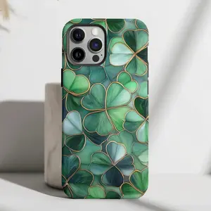 Shamrock iPhone Case, Durable Protective Cover for iPhone 17, 16, 15, 14, 13, 12, 11 Pro Max, Irish Tough Phone Case, Case Cover for Samsung Galaxy S22, S23, S24, S25