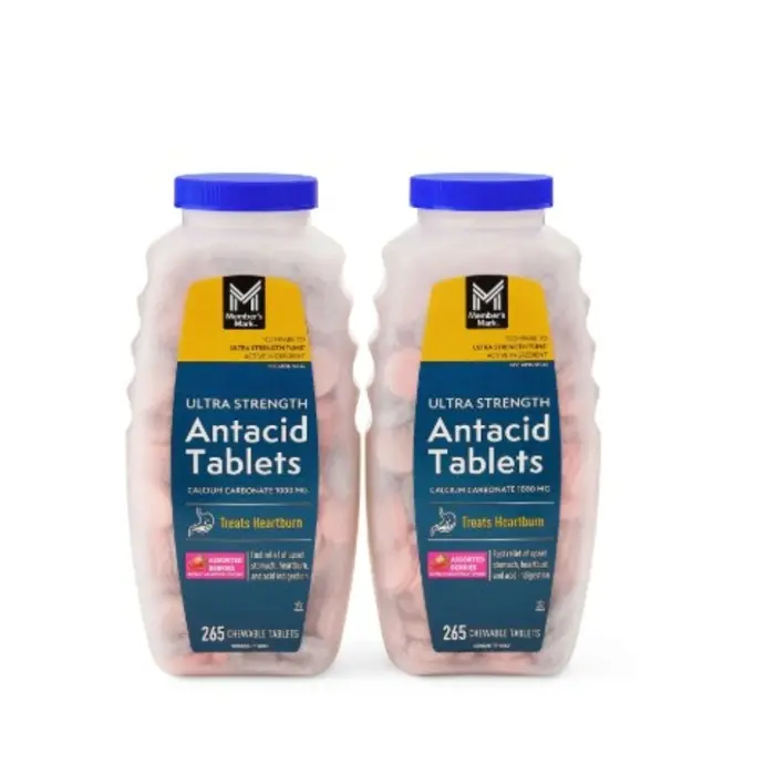 Member's Mark Ultra Strength Antacid Chewable Tablets Assorted Berry 265 ct/pk 2 pk Fast Relief for Upset Stomach Heartburn & Acid Indigestion Edible