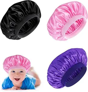 1pc Satin Bonnet Sleeping Cap  - Soft Silk Night Hat  Toddler - Colorful, Gentle for Natural Hair
