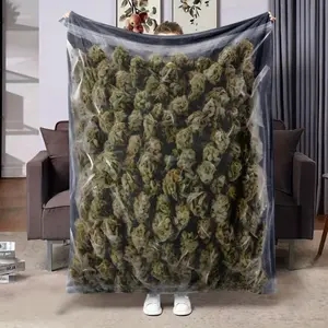 Novelty Blanket, Dank Weed Themed Plush Blanket, Green Plant Sealed Bag Themed Blanket, Weed Decor Flannel Blanket, Gift Blanket - Ultra Soft, Breathable, Nap Blanket, Suitable for Office, Home, Car Warm nap Blanket