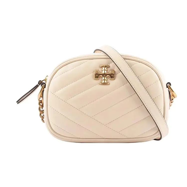 Women's Tory Burch Kira Chevron Quilted Leather Crossbody Camera Bag, Cream Leather Crossbody Purse, Casual Shoulder Handbag
