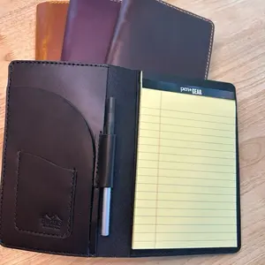 Mini Leather Legal Portfolio Journal with Pen Holder and Notepad Included