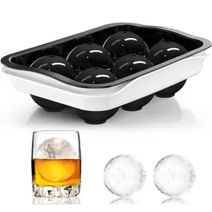 Whiskey Ice Ball Maker, [Fill without Funnel & Easy Release] 2.2'' Round Large Iced Cube Trays with Cover, Reusable Sphere Silicone Ices Tray with Lids for Bourbon, Gift for Brandy Lover